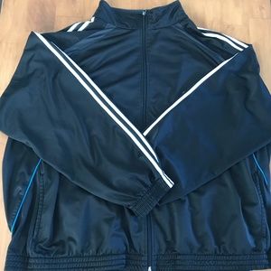 Black Sports Jacket W/ White & Blue Stripes